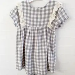 訳あり★テータテート/チェック柄レースワンピース★ペアマノン80,90,100
