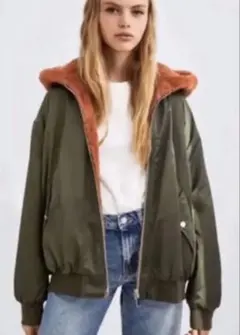 ◆ZARA リバーシブル ボンバージャケット S ボア ブルゾン MA-1