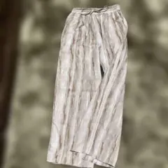 マーブル柄 ワイドパンツ ウエストゴム