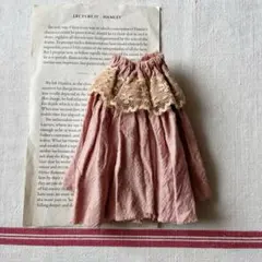 紅茶染めレースワンピース　ブライスアウトフィット　ハンドメイド　ネオブライス洋服