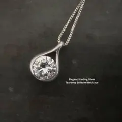 ヴィンテージ　ネックレス　アンティーク　シルバー　925 ジルコニア　雫型