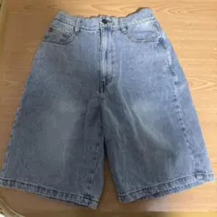 デニムブルー ゴムウエスト ショートパンツ