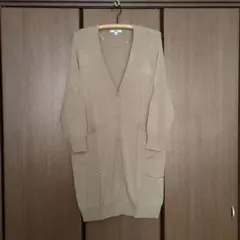 ユニクロ UVカット ドルマンスリーブ ロングカーディガン ベージュ L ①