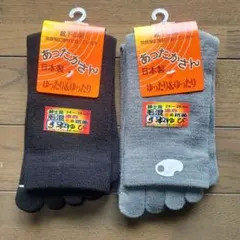 ５本指あったかソックス 24-26cm 2色セット　 日本製