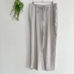 ザラ◇サラサラパンツ【L】イージーパンツ ウエストゴム紐付 ベージュ カジュアル