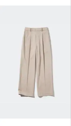 ユニクロ　タックワイドパンツ　ベージュ　M