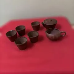 中国古美術　鐵画軒製　茶道 茶器セット 陶器製 急須 湯呑み5個