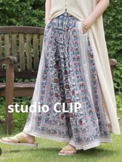 studio CLIPインド柄ロングスカート ウエストゴム タッセル紐のサムネイル