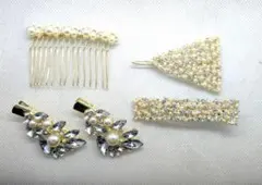 パールとクリスタルのヘアアクセサリーセット