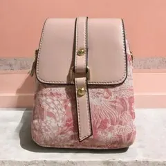 ミニショルダーバッグ ピンク フラップ ゴールド金具 斜めがけスマホポーチ