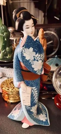 【美品】博多人形　日本人形 鶴柄 着物 置物 美品】博多人形 日本人形 鶴柄 着物 置物 - メルカリ