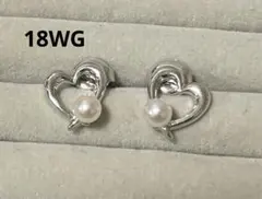 MIKIMOTO ミキモト ハートピアス パール真珠　K18WGのサムネイル