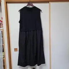 ノースリーブAラインワンピース 黒