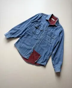 90s USA製 LLビーン ダブルフェイス デニムシャツ ビンテージ オールド