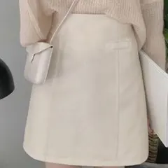 インパン裏地付き台形ミニスカート　アイボリー
