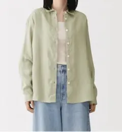 未使用 無印良品 MUJI リネン 洗いざらし レギュラーカラー 長袖シャツ