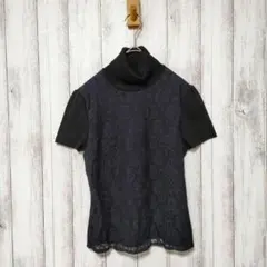 23区 オンワード樫山 サイズ38　前レース タートルネック 半袖ニット