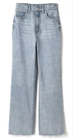 フリンジヘムセミフレアデニム ライトブルー