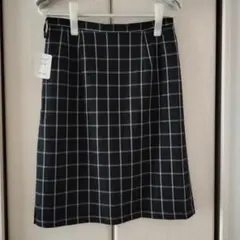 新品Mサイズタイトスカート 黒 チェック ひざ丈 オフィス 事務服 レディース