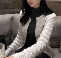 美品　ポロ　ラルフローレン　ケーブルニットカーディガン　カシミヤ　ウール　QR