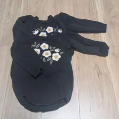 双子 花柄刺繍ロンパースモスグリーン 73/48 韓国子供服