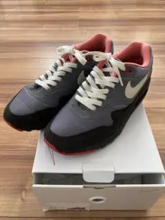 Nike Air Max 1 グレー/ブラック/レッド スニーカー