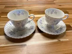 HOYA６個セット　ティーカップ・ソーサーセット（紫色の花模様）