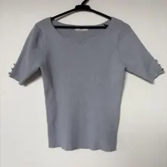 Noela リブニット 半袖 ブルーグレー フリー