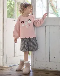 ★any Fam★うさぎ着せ替え★ピンクトレーナー★裾スカラップ★120cm★