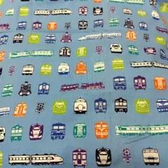 列車と信号機のプリント生地