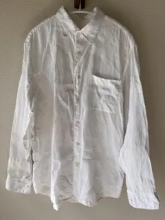 UNIQLO リネン シャツ長袖ホワイト羽織り物 L麻メンズ レディース