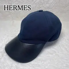【美品】 HERMES エルメス ライリー キャップ レザー ネイビーのサムネイル