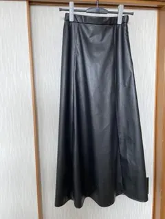 GLOBAL WORK エコレザー　フレアスカート M 黒