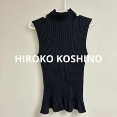 HIROKO KOSHINOリブ編み ブラック タートルネック ノースリーブ11のサムネイル