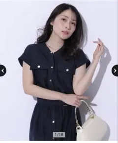 新品★アプワイザーリッシェ【Arpegestory限定】金釦ワークワンピース／紺