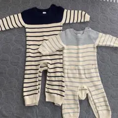 早い者勝ち　ベビーギャップ　ニットロンパース　ボーダーロンパース　２枚セット