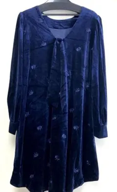 値下げ！スナイデル ネイビー ベルベット 花刺繍 ワンピース 新品 snidel