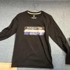 ブラック コットン ロングスリーブ Tシャツ