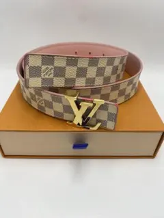美品 ルイヴィトン アズール ダミエ ベルト メンズ モノグラム