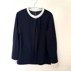 【新品級】ネイビー 長袖ブラウス Mサイズのサムネイル