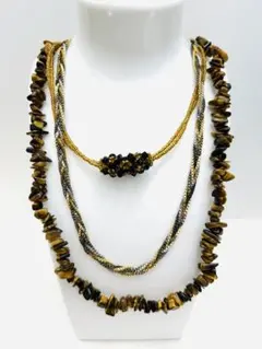 ネックレス3点セット　ブラウン・ゴールド系