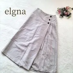 【エルガナ】レディース ガウチョパンツ 巻きスカート風 サイズ42 ベージュ