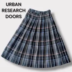 URBAN RESEARCH DOORS プリーツ ロングスカート チェック