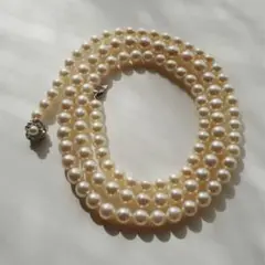 あこや真珠　本真珠　8.6-7.0mm ロングネックレス 82cm アイボリー