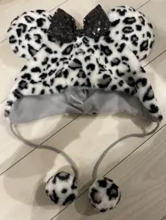 ヒョウ柄ミッキー耳付き帽子 ファンキャップ