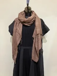 タイシルク　山繭　スカーフ　モカ茶系　訳あり品　特価　手紡ぎ　手織り