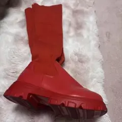 レッド ソックスブーツ ロングブーツ 厚底