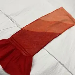 Y6560 赤　オレンジ　帯揚げ　正絹　絞り　振袖