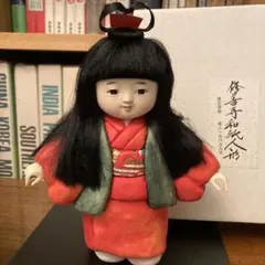 修善寺和紙人形　和服人形 約30cm 木製台座付き　解説付き
