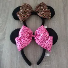 ディズニー　ミニーちゃん　カチューシャ ヒョウ柄　2個セット